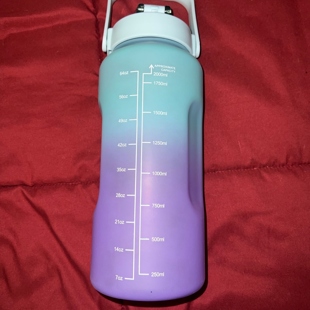 Never Used Gradient Water Bottle with Measurement Markings - Teal to Purple